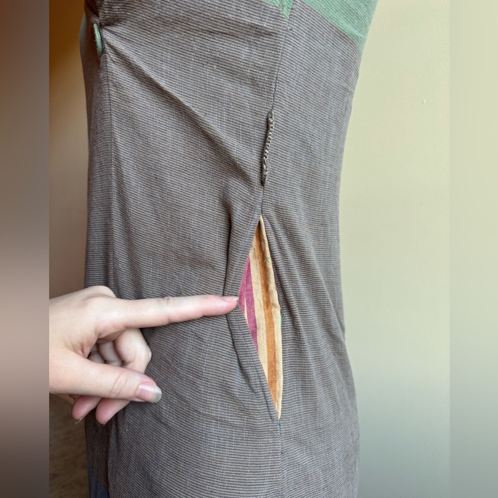 Fabindia Cotton Sleeveless V-Shaped Midi Dress - Picture 8 of 9